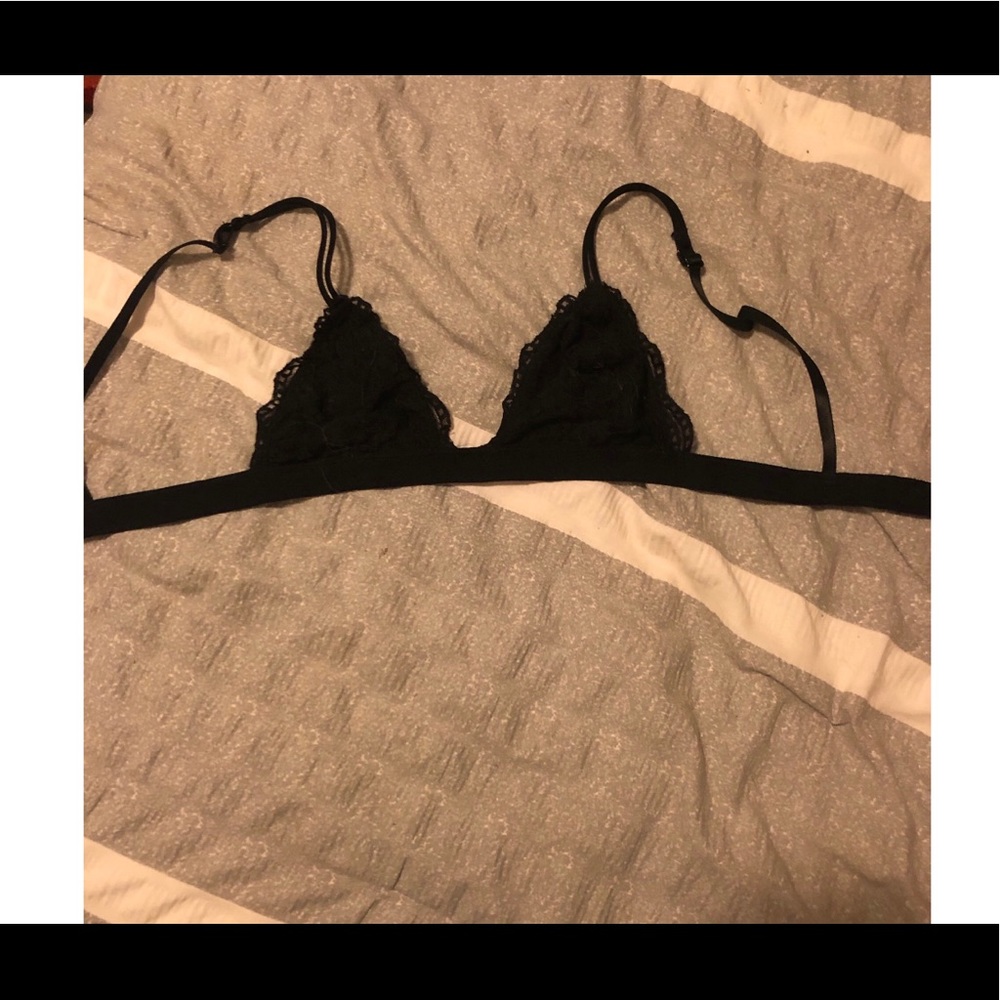 Black lace triangle bralette
